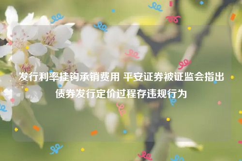 发行利率挂钩承销费用 平安证券被证监会指出债券发行定价过程存违规行为