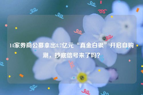 14家券商公募拿出8.7亿元“真金白银”开启自购潮，抄底信号来了吗？