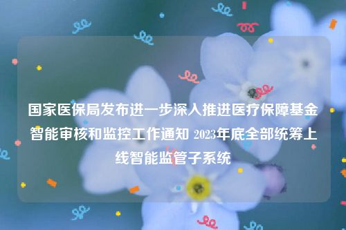 国家医保局发布进一步深入推进医疗保障基金智能审核和监控工作通知 2023年底全部统筹上线智能监管子系统