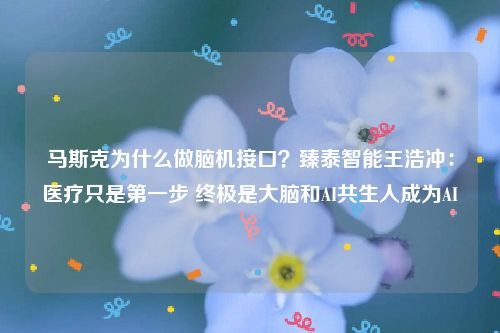 马斯克为什么做脑机接口？臻泰智能王浩冲：医疗只是第一步 终极是大脑和AI共生人成为AI